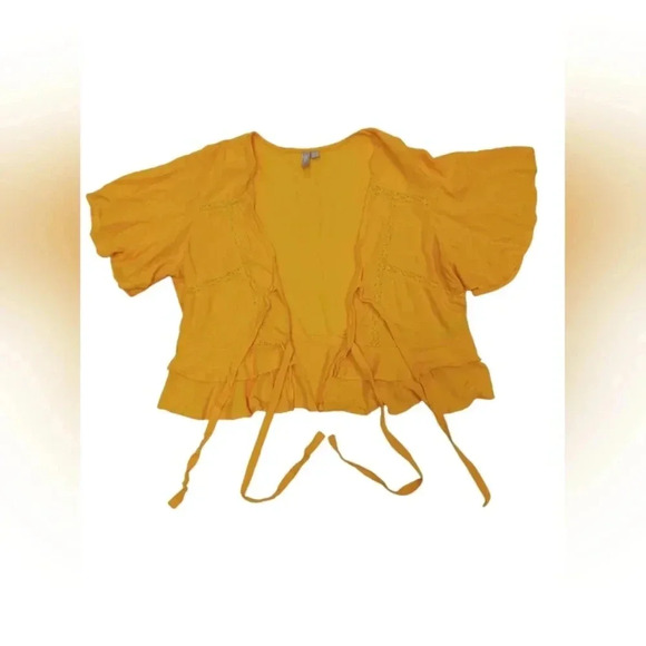 Asos EUC  Wrap Style Yellow S/S Blouse Size 12 - Picture 5 of 8